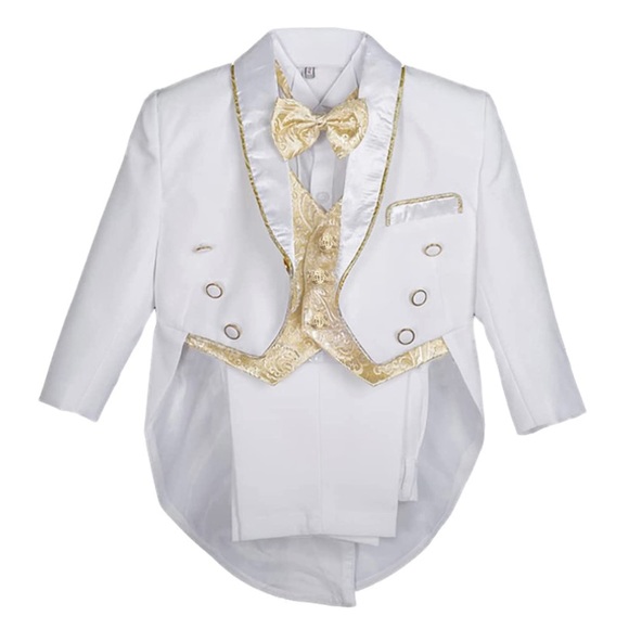 Baby Boy Classic Tuxedo Suit 5 Pcs Set.